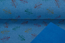 Alpenfleece bedruckt sloth kobalt meliert NA610