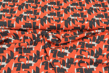 Viscose bedruckt orange-grau