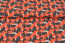 Viscose bedruckt orange-grau