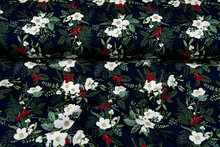 Baumwoll Popeline Bedruckt Weihnachten twigs dunkelblau