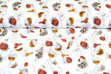 Baumwoll Musselin bedruckt human flower weiss-rost