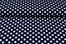 Baumwolljersey bedruckt dots dunkelblau-weiss