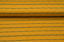 French Terry bedruckt stripes ockergelb-gr&uuml;n