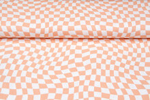 Baumwolljersey bedruckt graphic squares lachsrosa