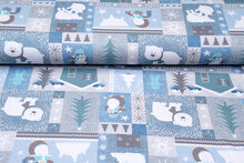 French Terry bedruckt polar taupe-blauw