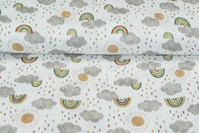 Baumwoll Musselin bedruckt glatt rainbow gr&uuml;n