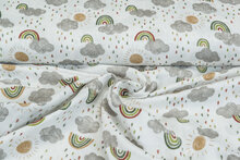 Baumwoll Musselin bedruckt glatt rainbow gr&uuml;n