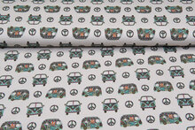 Baumwolljersey bedruckt peace and love vans taupe