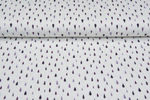 Baumwolljersey bedruckt raindrops off-white flieder-lila