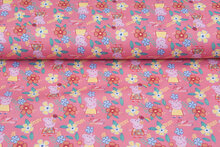 Lizenz Baumwoll Popeline Bedruckt Peppa Pig peach