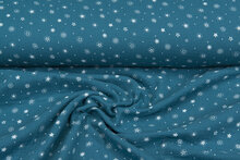 Baumwoll Musselin bedruckt stars &amp; dots petrol
