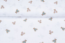Baumwoll Musselin bedruckt little bears weiss