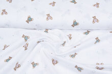 Baumwoll Musselin bedruckt little bears weiss