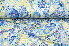 Viskose Jersey bedruckt sixties flowers lime-mint