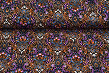 Viskose Jersey bedruckt retro flowers braun-rost