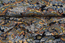Viskose Jersey bedruckt bohemian paisley poplin stretch schwarz