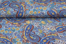Viskose Jersey bedruckt bohemian paisley poplin stretch metalblau