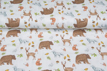 Baumwolljersey bedruckt forrest animals off-white