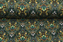 Viskose Jersey bedruckt retro flowers gr&uuml;n-rost