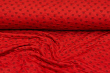 Strickstoff dots rot-dunkelgrau