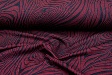 Strickstoff retro stripes bordeaux-schwarz