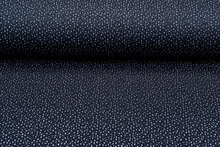 Strickstoff little dots dunkelblau-hellgrau