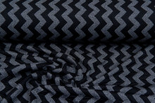 Strickstoff zigzag dunkelblau-grau