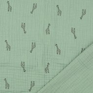 Baumwoll Musselin bedruckt little giraffe pastellmint