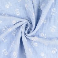 Baumwoll Musselin bedruckt little lions pastellblau