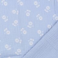 Baumwoll Musselin bedruckt little lions pastellblau