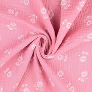 Baumwoll Musselin bedruckt little lions altrosa