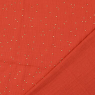 Baumwoll Musselin bedruckt dew drop rost-gold