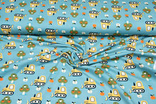 Baumwolljersey digital bedruckt bedrukt apple with bulldozer mint