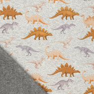 Alpenfleece bedruckt dinos hellgrau