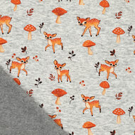 Alpenfleece bedruckt little cute deer grau