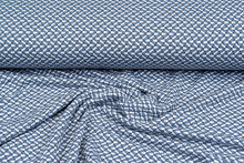 Baumwolljersey embroidered retro metalblau-weiss