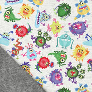 Alpenfleece bedruckt funny monsters hellgrau