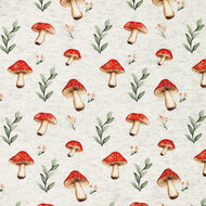 Alpenfleece bedruckt mushrooms hellgrau