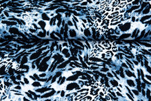 Baumwolljersey bedruckt panther blau-weiss
