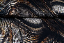 Baumwolljersey bedruckt retro scales schwarz-braun