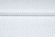 Baumwolljersey bedruckt mini hearts ecru - blau