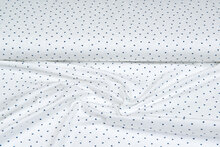 Baumwolljersey bedruckt mini hearts ecru - blau