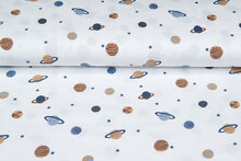 Baumwolljersey bedruckt mini astro world ecru - metalblau