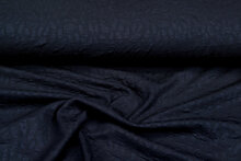 Strickstoff Jacquard little leaves schwarz