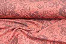 Strickstoff Jacquard roses lachsrosa