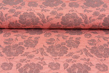Strickstoff Jacquard roses 1 lachsrosa