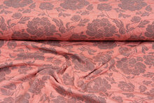 Strickstoff Jacquard roses 1 lachsrosa