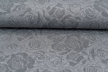 Strickstoff Jacquard roses grau