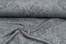 Strickstoff Jacquard roses grau