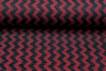 Strickstoff Jacquard zigzag bordeaux-schwarz